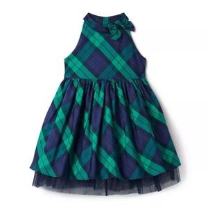 Janie and Jack Plaid Tulle Dress in Dark Marine Plaid Sz 10